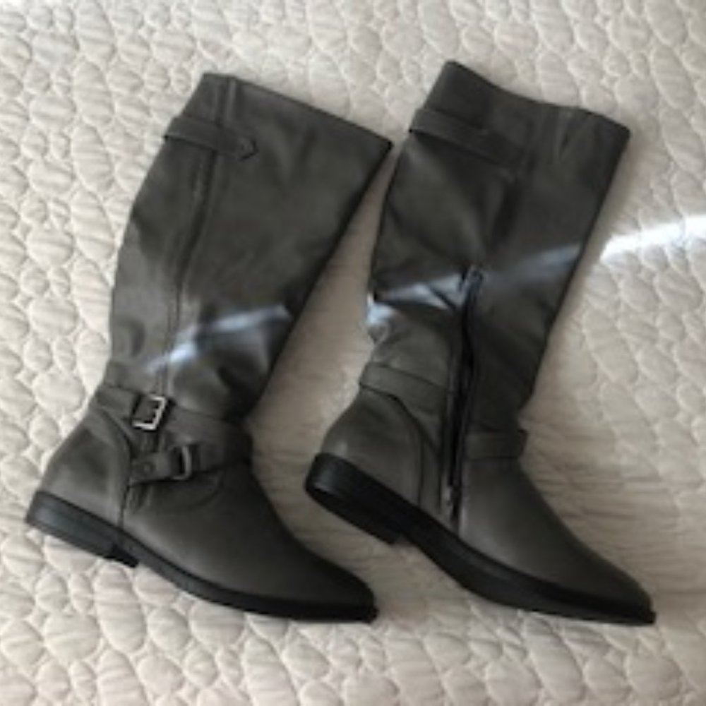 Gray Knee High Boots